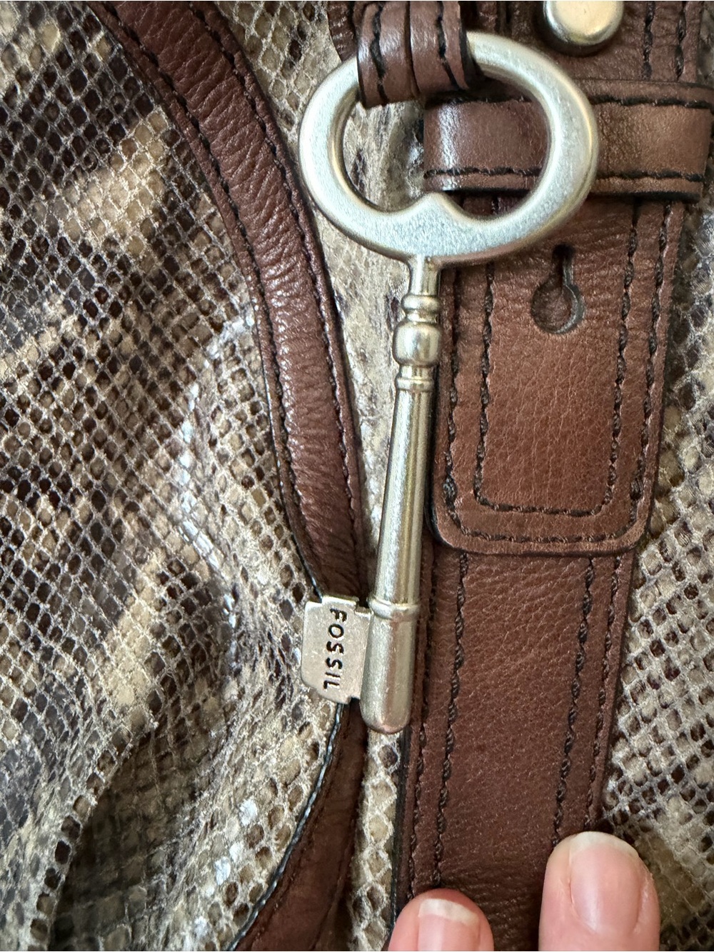 Fossil Snake Print Maddox Satchel - Picture 7 of 10